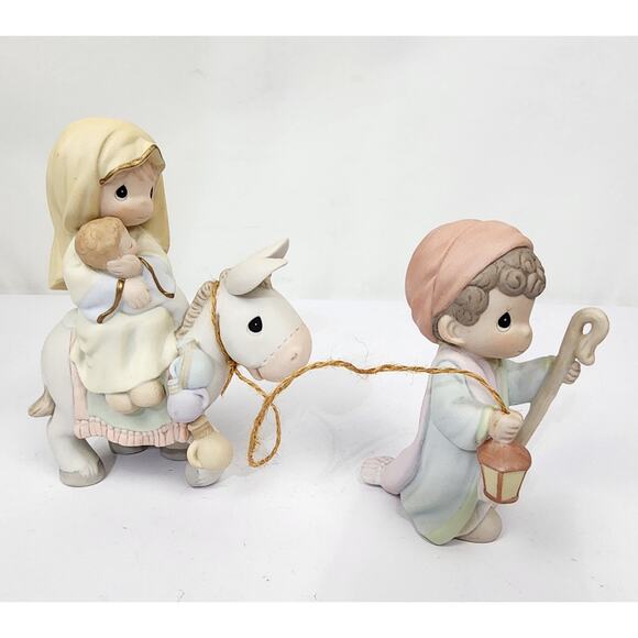 2 Piece Precious Moments Flight Into Egypt 1998 #455970 Joseph Mary Jesus - Picture 1 of 12